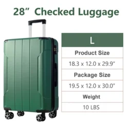 FURNIinspire Luggage 28 Inch Hardshell Suitcase, Checked Luggage, Lightweight Suitcases With Wheels For Travel, Business, Green, 12"*18.3"*29.9" -Outdoor Kitchen & Living GUEST 4c410e15 19ff 4c6e a9df 0ca62623bd36