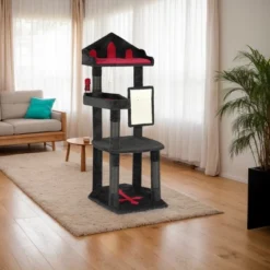 FURNIinspire Pet Tower 50 Inch Gothic Corner Cat Tree Cat Tower Stand With Perch, Scratching Post, Extra Wide Base, Black, 23.4"*23.01"*50" -Outdoor Kitchen & Living GUEST 4cabfa40 abb2 420e 9028 e31a95a22498
