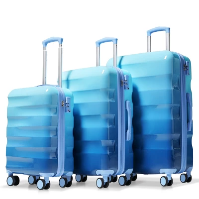 FURNIinspire Bag And Luggage 3 Piece Sets Carry On Luggage, Travel Luggage Set Hard Shell Suitcases With Wheels, Blue, 12.2"*19.7"*30.1" 3 FURNIinspire Bag And Luggage 3 Piece Sets Carry On Luggage, Travel Luggage Set Hard Shell Suitcases With Wheels, Blue, 12.2"*19.7"*30.1"