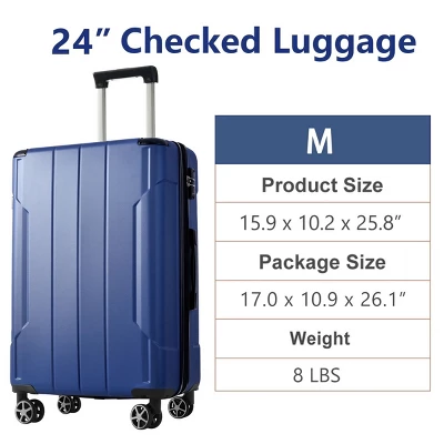 FURNIinspire Luggage 24 Inch Hardshell Suitcase, Checked Luggage, Lightweight Suitcases With Wheels For Travel, Business, Blue, 10.2"*15.9"*25.8" 4 FURNIinspire Luggage 24 Inch Hardshell Suitcase, Checked Luggage, Lightweight Suitcases With Wheels For Travel, Business, Blue, 10.2"*15.9"*25.8" - Image 2
