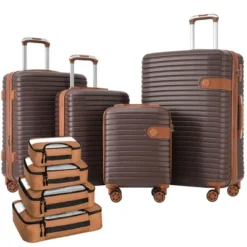 FURNIinspire Bag And Luggage Sets 4 Piece Luggage Set, Carry On Luggage Suitcase With 4 Packing Cubes, Travel Luggage, Brown, 16.69"*12.4"*29.72" -Outdoor Kitchen & Living GUEST 507d5c35 7f65 4548 98ef e43e568f9c1f