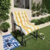 FURNIinspire Outdoor Seat Cushions 2 Pcs Set High Back Patio Chair Cushions, Yellow And White Stripes Seat Cushion, Multicolored, 44"*22"*4" -Outdoor Kitchen & Living GUEST 50899df5 f2dc 42c1 8158 de99dae09348
