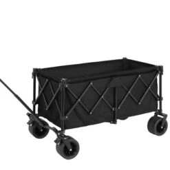 FURNIinspire Wheelbarrows And Lawn Carts Beach Wagon Lawn Cart Garden Cart, Heavy Duty Folding Utility Yard Cart, Black, 20.87"*42.91"*32.68" -Outdoor Kitchen & Living GUEST 50aa40df 8669 455d 923a 5e6b68a224a1