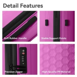 FURNIinspire Bag And Luggage Sets 3 Piece Travel Luggage With Rolling Wheels, Lightweight Hard Shell Suitcase Set, Pink, 20.08"*11.81"*30.12" -Outdoor Kitchen & Living GUEST 51dd404a 5864 4952 917e 5e9cabce6240