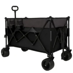 FURNIinspire Outdoor Serving Carts Extra 480lbs Large Tall Heavy-Duty Folding Wagon Cart All-Terrain Wheels Side Pockets, Black, 41.34"*25.2"*44.17" -Outdoor Kitchen & Living GUEST 528e11d2 4a9d 44bd a6a6 2c53f18f6445