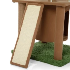 FURNIinspire Pet Tower Cat Tree With Artificial Leaves, Cat Condo And Scratching Post, Modern Cat Furniture, Brown, 19.30"*27.20"*76.80" -Outdoor Kitchen & Living GUEST 536086d6 7f9d 4339 94e1 224534bc96cd