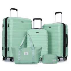 FURNIinspire Bag And Luggage Sets 5 Piece Expandable Hard Shell Suitcase Set Stylish Rolling Travel Luggage For Family, Green, 20.28"*11.42"*30.31" -Outdoor Kitchen & Living GUEST 5427bfc4 a6fb 43a3 ad51 245074d7a595