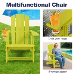 FURNIinspire Patio Accent Chairs Outdoor Folding Chairs Adirondack Chair, Portable Chair With Handles For Beach, Backyard, Yellow, 31.4"*29.6"*36.4" -Outdoor Kitchen & Living GUEST 54b013d4 fcfa 4ad8 9a90 0084bab2e6ca