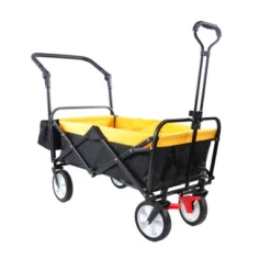 FURNIinspire Wheelbarrows And Lawn Carts Folding Wagon Cart, Collapsible Outdoor Utility Cart With Handle, Yellow, 53.5“*47"*42.52" -Outdoor Kitchen & Living GUEST 562e2a47 45c5 4622 9f56 55719b355f80