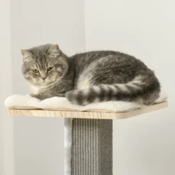 FURNIinspire Cozy-House Cat Tree For Indoor Cats With Pillow-Covered Perches, Spinning Toy, Modern Climbing Activity Cat Tower, 27.5"*19.8"*49.3" -Outdoor Kitchen & Living GUEST 57508d37 510b 42aa 9333 5f996ef88f01