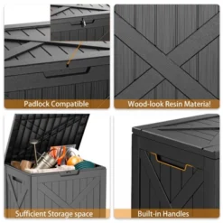 FURNIinspire Deck Boxes 32 Gallon Deck Box, Outdoor Storage Boxes, Storage Deck Box For Garden Tools, All Weather Use, Black, 17“*22”*21“ -Outdoor Kitchen & Living GUEST 57b1634e e6c9 46f8 9c09 bef8b80aac3d
