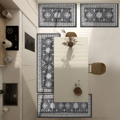 FURNIinspire Floor Mats 4 Piece Farmhouse Kitchen Rug Washable Area Rugs Non Skid Bohemian Mat For Hallway Entryway, Grey, 60"*20" 3 FURNIinspire Floor Mats 4 Piece Farmhouse Kitchen Rug Washable Area Rugs Non Skid Bohemian Mat For Hallway Entryway, Grey, 60"*20"