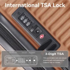 FURNIinspire Bag And Luggage Sets 3 Piece Travel Hard Shell Luggage, Lightweight Rolling Suitcases With Wheels, Brown, 20.67"*11.61"*29.92"