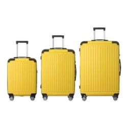FURNIinspire Bag And Luggage Sets 3 Size Luggage Suitcases With Wheels, Hard Rolling Suitcase Set For Travel Business, Yellow, 20.87"*11.81"*30.31" -Outdoor Kitchen & Living GUEST 5b4cc8c1 f5f6 4922 b055 6cc64e7ea45c