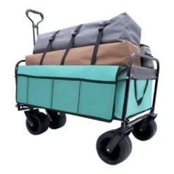 FURNIinspire Outdoor Serving Carts 440lbs Collapsible Foldable Wagon Cart With Strapping System For Camping Sports, Blue, 35.04"*22.44"*38.58" -Outdoor Kitchen & Living GUEST 5b9b1e1c bca4 4e11 9260 cae220c8e691