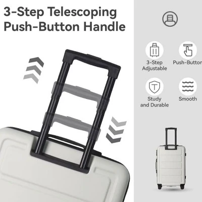 FURNIinspire Bag And Luggage Sets Hard Shell 3 Piece Suitcase Set, Travel Luggage Business Suitcases With Wheels, White, 19.88"*10.63"*29.92" 3 FURNIinspire Bag And Luggage Sets Hard Shell 3 Piece Suitcase Set, Travel Luggage Business Suitcases With Wheels, White, 19.88"*10.63"*29.92"