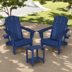 FURNIinspire Patio Seating Sets Folding Adirondack Chairs With Side Table, 3-Piece Rocking Chairs Set With Wood Texture, Blue, 30“*28”*35“ 10 FURNIinspire Patio Seating Sets Folding Adirondack Chairs With Side Table, 3-Piece Rocking Chairs Set With Wood Texture, Blue, 30“*28”*35“ -Outdoor Kitchen & Living GUEST 5f65c2fc d120 4994 a650 9126516943a0