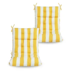 FURNIinspire Outdoor Seat Cushions 2 Pcs Set High Back Patio Chair Cushions, Yellow And White Stripes Seat Cushion, Multicolored, 44"*22"*4" 11 FURNIinspire Outdoor Seat Cushions 2 Pcs Set High Back Patio Chair Cushions, Yellow And White Stripes Seat Cushion, Multicolored, 44"*22"*4" -Outdoor Kitchen & Living GUEST 5fe53ce4 0615 4c56 8485 b6fb16d60186