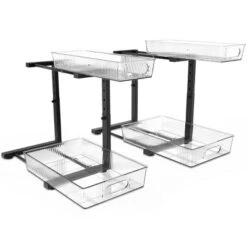 FURNIinspire 2 Pack Under Sink Organizer Pull Out Cabinet Organizer Acrylic Under Sink Storage Shelf For Kitchen Bathroom, Black, 15.6"*10.61"*5.1" -Outdoor Kitchen & Living GUEST 60c5a106 b986 4daa aa60 b75423b72cfc