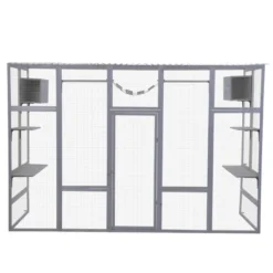 FURNIinspire Pet Crates And Houses Cat Enclosure With Leaping Platforms, Feline Condos, Catwalk, Scratching Panel, Gray, 104.3"*35.4"*72.1" -Outdoor Kitchen & Living GUEST 62a3f1c1 203b 476e 8db2 54c2d08e0d86