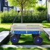 FURNIinspire Wheelbarrows And Lawn Carts Outdoor Wagon Pulling Air Tires Garden Cart, Lawn Cart With Pull Handle, Blue, 39“*19"*20" -Outdoor Kitchen & Living GUEST 6308bc8a 6468 4f53 894e 196d109b7ed7