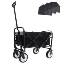 FURNIinspire Outdoor Serving Carts Foldable Wagon Cart Beach Wagon Utility Wagon Grocery Cart 3pcs Plastic Liner Cover, Black, 25.98"*17.32"*37.4" -Outdoor Kitchen & Living GUEST 631af65f 5786 4b9b 94cf abdad2bc9994