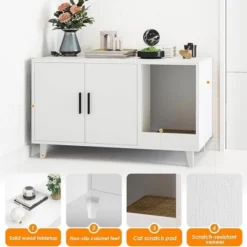 FURNIinspire Pet Crates And Houses, Multi-Functional Cat Cabinet, Comfortable Cat Space With Entrances, For Home, White, 33.5"*18.5"*19.9" -Outdoor Kitchen & Living GUEST 63662718 8a4c 41a4 a209 49a3d1f00362