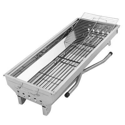FURNIinspire Outdoor Grills, Griddles And Smokers Stainless Steel BBQ Grill Cooking Accessories For Camping, Picnics, Use, Silver, 28.7"*12.99"*7.3" 5 FURNIinspire Outdoor Grills, Griddles And Smokers Stainless Steel BBQ Grill Cooking Accessories For Camping, Picnics, Use, Silver, 28.7"*12.99"*7.3" - Image 3