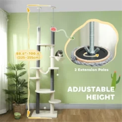 FURNIinspire Pet Tower Cat Tree, Cat Tower Cat Condo Cat Climbing Tower Cat Tree Tower For Indoor Cats Large, White, 17.3"*23.6"*100.4" -Outdoor Kitchen & Living GUEST 66e95e6d eb68 4bb8 a0f8 9bb6c2f1fe85