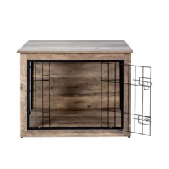 FURNIinspire Pet Crates And Houses Dog Crate Furniture With Double Doors, Medium Wooden Dog Cage, Indoor Dog Kennel, Brown, 32.68"*22.05"*25.2" -Outdoor Kitchen & Living GUEST 67d11229 beab 4750 a050 b29ea2c202b0