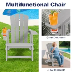 FURNIinspire Patio Accent Chairs Outdoor Folding Chairs Adirondack Chair, Portable Chair With Handles For Beach, Backyard, Gray, 31.4"*29.6"*36.4" 10 FURNIinspire Patio Accent Chairs Outdoor Folding Chairs Adirondack Chair, Portable Chair With Handles For Beach, Backyard, Gray, 31.4"*29.6"*36.4" -Outdoor Kitchen & Living GUEST 6805bb27 ed57 43e6 9919 a5f0eb8dc620