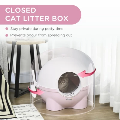 FURNIinspire Pet Training Pads And Potties Large Kitty Litter Pan, Corner Litter Box, Cat Litter Box With Lid, Scoop, Pink, 20.75"*20"*19" 6 FURNIinspire Pet Training Pads And Potties Large Kitty Litter Pan, Corner Litter Box, Cat Litter Box With Lid, Scoop, Pink, 20.75"*20"*19" - Image 4