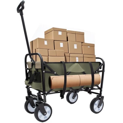 FURNIinspire Outdoor Serving Carts Foldable Wagon Cart Beach Wagon Utility Wagon Grocery Cart 3pcs Plastic Liner Cover, Green, 25.98"*17.32"*37.4" 6 FURNIinspire Outdoor Serving Carts Foldable Wagon Cart Beach Wagon Utility Wagon Grocery Cart 3pcs Plastic Liner Cover, Green, 25.98"*17.32"*37.4" - Image 4