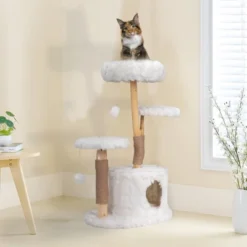 FURNIinspire Pet Tower Modern Cat Tree, Natural Branch Cat Tower, Luxury Cat Condo, Indoor Cat Furniture, Kitten Cat Gift, White, 34"*17.72"*41.73" -Outdoor Kitchen & Living GUEST 696675b0 6567 4e33 ae4c a19c178d3a4c