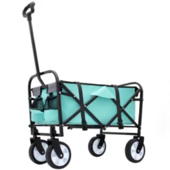 FURNIinspire Outdoor Serving Carts Fish 250L Collapsible Wagon Beach Wagon With Big Wheels For Camping, Sports, Blue, 25.98"*17.32"*37.4" -Outdoor Kitchen & Living GUEST 69bb654f 30bd 47ed b47e ff59223ff81d