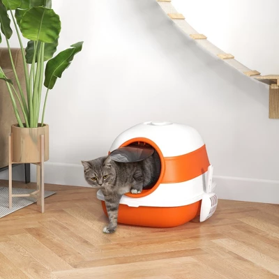 FURNIinspire Pet Training Pads And Potties Cat Litter Box, Covered Kitty Litter Box Potties, Kitten Products, Easy Clean, Orange, 20.5"*16.3"*15" 3 FURNIinspire Pet Training Pads And Potties Cat Litter Box, Covered Kitty Litter Box Potties, Kitten Products, Easy Clean, Orange, 20.5"*16.3"*15"