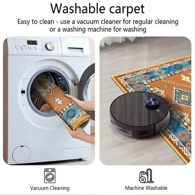 FURNIinspire Floor Mats Home 3 Piece Kitchen Rug Machine Washable Floor Mat For Living Room, Vintage Carpet, Non Slip, Red, 60"*20" 5 FURNIinspire Floor Mats Home 3 Piece Kitchen Rug Machine Washable Floor Mat For Living Room, Vintage Carpet, Non Slip, Red, 60"*20" - Image 3