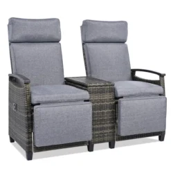 FURNIinspire Patio Accent Chairs, All Weather Outdoor Patio Chairs High Back Couch With Premium Cushions For Garden Backyard, Gray, 47.6"*23.6"*46.1" -Outdoor Kitchen & Living GUEST 69fc1800 7ca8 4d1e 8ed1 e0cd2f0830aa