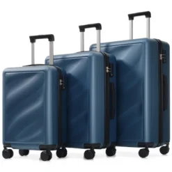 FURNIinspire Bag And Luggage Sets Travel Luggage Set Suitcase Set, 3 Piece Hard Shell Suitcases, Lightweight Suitcase, Blue, 11.4"*20.1"*29.1" -Outdoor Kitchen & Living GUEST 6a1c54d4 3300 4191 b0c8 09e47cb85449