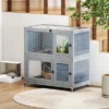 FURNIinspire Pet Crates And Houses Deluxe Two Story Rabbit Hutch With Slip Proof Ramps And Removable Trays, Grey, 35.4"*19.7"*36.6" -Outdoor Kitchen & Living GUEST 6acaa58a 6810 45e0 b304 63935bd24078