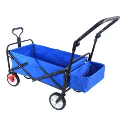FURNIinspire Wheelbarrows And Lawn Carts Folding Wagon Cart, Collapsible Outdoor Utility Cart With Handle, Blue, 53.5“*20.08"*42.52" -Outdoor Kitchen & Living GUEST 6b5112da 949b 49ca a8a9 bd7369fab16e