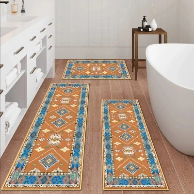 FURNIinspire Floor Mats Home 3 Piece Kitchen Rug Machine Washable Floor Mat For Living Room, Vintage Carpet, Non Slip, Red, 60"*20" 7 FURNIinspire Floor Mats Home 3 Piece Kitchen Rug Machine Washable Floor Mat For Living Room, Vintage Carpet, Non Slip, Red, 60"*20" - Image 5