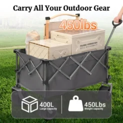 FURNIinspire Outdoor Serving Carts Folding Wagon Cart Beach Wagon 450lb Heavy Duty Foldable Wagon For Camping Sports, Gray, 36.22"*22.05"*39.37" -Outdoor Kitchen & Living GUEST 6e9e1cd7 73e3 4b55 b56c 8e18d33db777