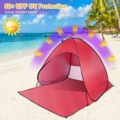 FURNIinspire Camping Tents Pop Up Beach Tent Sun Shade Shelter For Outdoor Beach Camping, Waterproof Tent Canopy, Red, 64.96"*59.06"*43.3" -Outdoor Kitchen & Living GUEST 6fa2fe7b 5f40 4ded b8e3 74e8d1d64c78