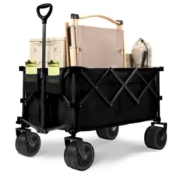 FURNIinspire Outdoor Serving Carts Fish 400L Collapsible Wagon Beach Wagon With Big Wheels For Camping, Sports, Black, 36.22"*22.05"*39.37" -Outdoor Kitchen & Living GUEST 707a5f7a 923f 4236 af00 332975c838b1