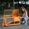 FURNIinspire Pet Crates And Houses, Tier Rabbit Hutch On Wheels, Openable Roof, Easy-to-Clean Tray, House For Small Animals, Orange, 38"*22"*6" -Outdoor Kitchen & Living GUEST 717398d9 b8be 4f7c 9ab0 e79b8d40ff7c
