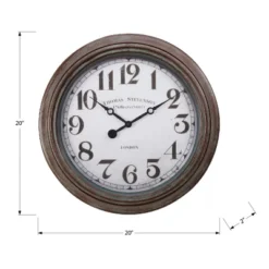 FURNIinspire Wall Clocks Living Room Round Hanging Clock Aged Timepiece Vintage Wall Decor For Bedroom, Office, Brown, 20"*20"*2" -Outdoor Kitchen & Living GUEST 723b069c 0598 425f 9b91 e5db219b0d40