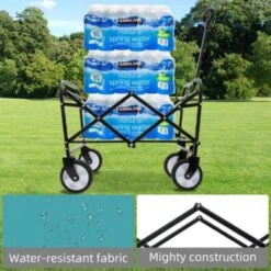 FURNIinspire Outdoor Serving Carts Foldable Wagon Cart Beach Wagon Utility Wagon Grocery Cart 3pcs Plastic Liner Cover, Blue, 25.98"*17.32"*37.4" -Outdoor Kitchen & Living GUEST 727dd24c d2af 4bc5 8ac6 584fb05887c5