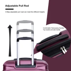 FURNIinspire Bag And Luggage Sets 5 Piece Expandable Hard Shell Suitcase Set Rolling Travel Luggage For Family, Dark Purple, 20.28"*11.42"*30.31" -Outdoor Kitchen & Living GUEST 733d7953 904b 49d0 883f 514b12762a12