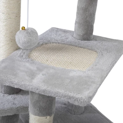 FURNIinspire Pet Tower Double Level Cat Tree Stand, Pet Tower Pet Furniture Kittens Activity Tower, Kitty Pet Play House, Gray, 15.7"*15.7"*31.4" 6 FURNIinspire Pet Tower Double Level Cat Tree Stand, Pet Tower Pet Furniture Kittens Activity Tower, Kitty Pet Play House, Gray, 15.7"*15.7"*31.4" - Image 4